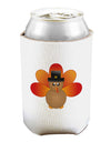 Cute Pilgrim Turkey Thanksgiving Can and Bottle Insulator Cooler-Bottle Insulator-TooLoud-White-Davson Sales