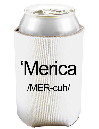 Merica Text Can and Bottle Insulator Cooler-Bottle Insulator-TooLoud-White-Davson Sales