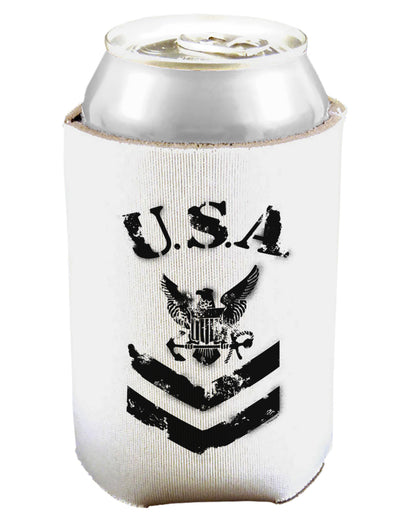 USA Military Navy Stencil Logo Can and Bottle Insulator Cooler-Bottle Insulator-TooLoud-White-Davson Sales