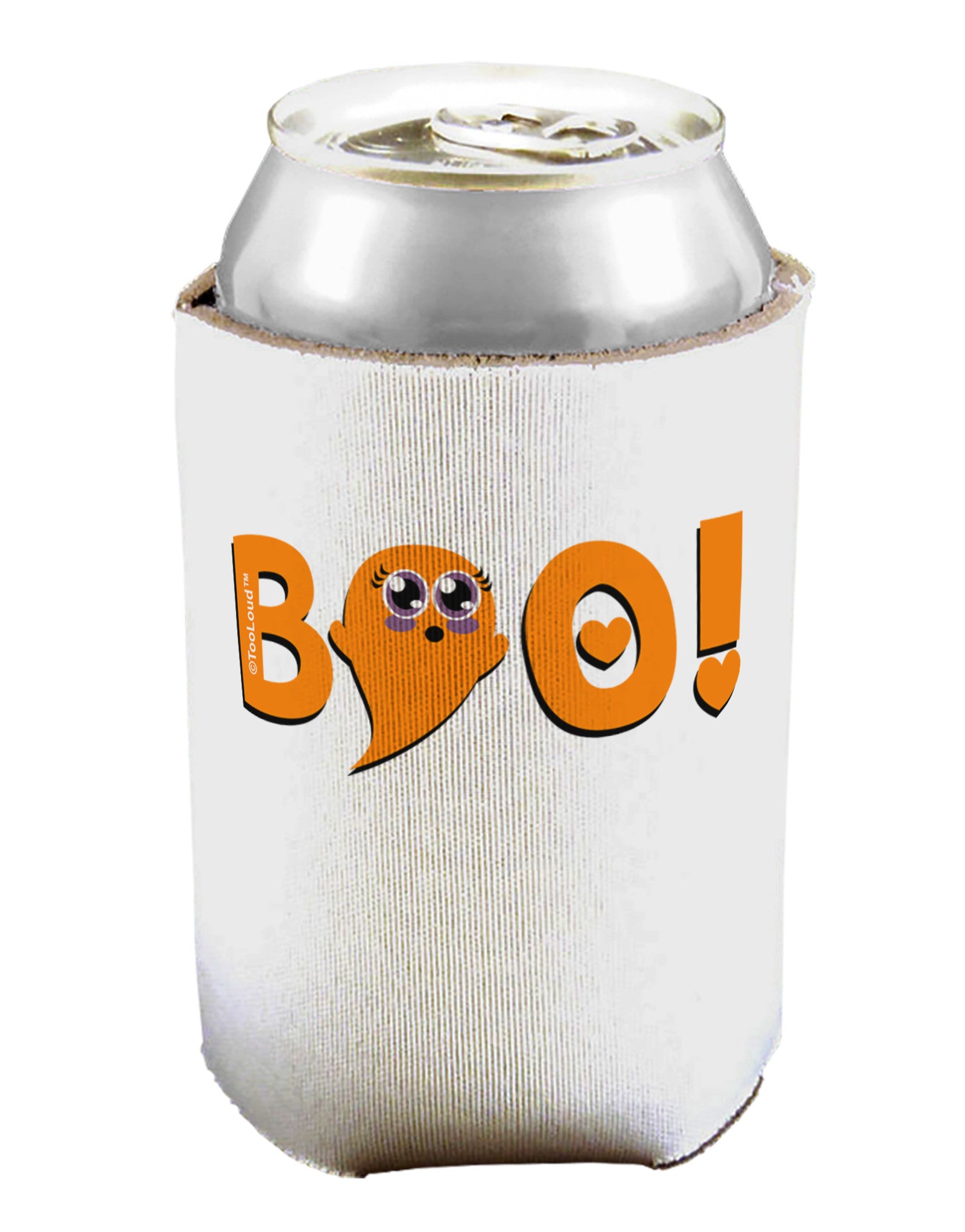 Cute Boo Text Orange Can / Bottle Insulator Coolers-Can Coolie-TooLoud-1-Davson Sales
