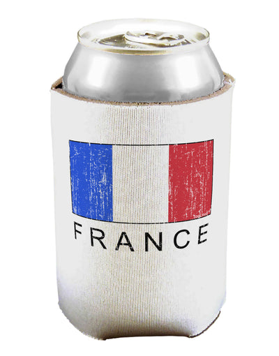 French Flag - France Text Distressed Can / Bottle Insulator Coolers by TooLoud-Can Coolie-TooLoud-1-Davson Sales