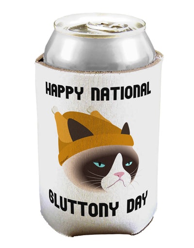 Gluttony Day Disgruntled Cat Can / Bottle Insulator Coolers by TooLoud-Can Coolie-TooLoud-1-Davson Sales