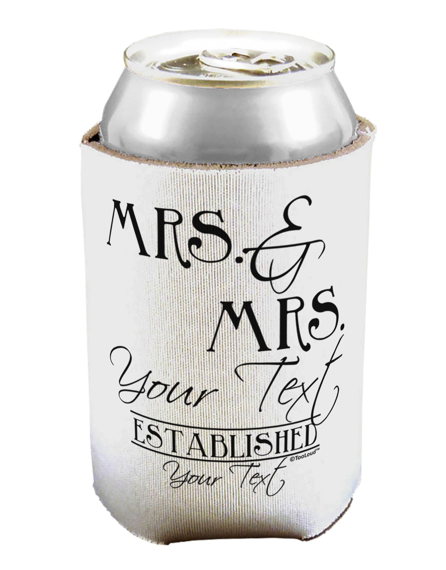 Personalized Mrs and Mrs Lesbian Wedding - Name- Established -Date- Design Can / Bottle Insulator Coolers-Can Coolie-TooLoud-1-Davson Sales