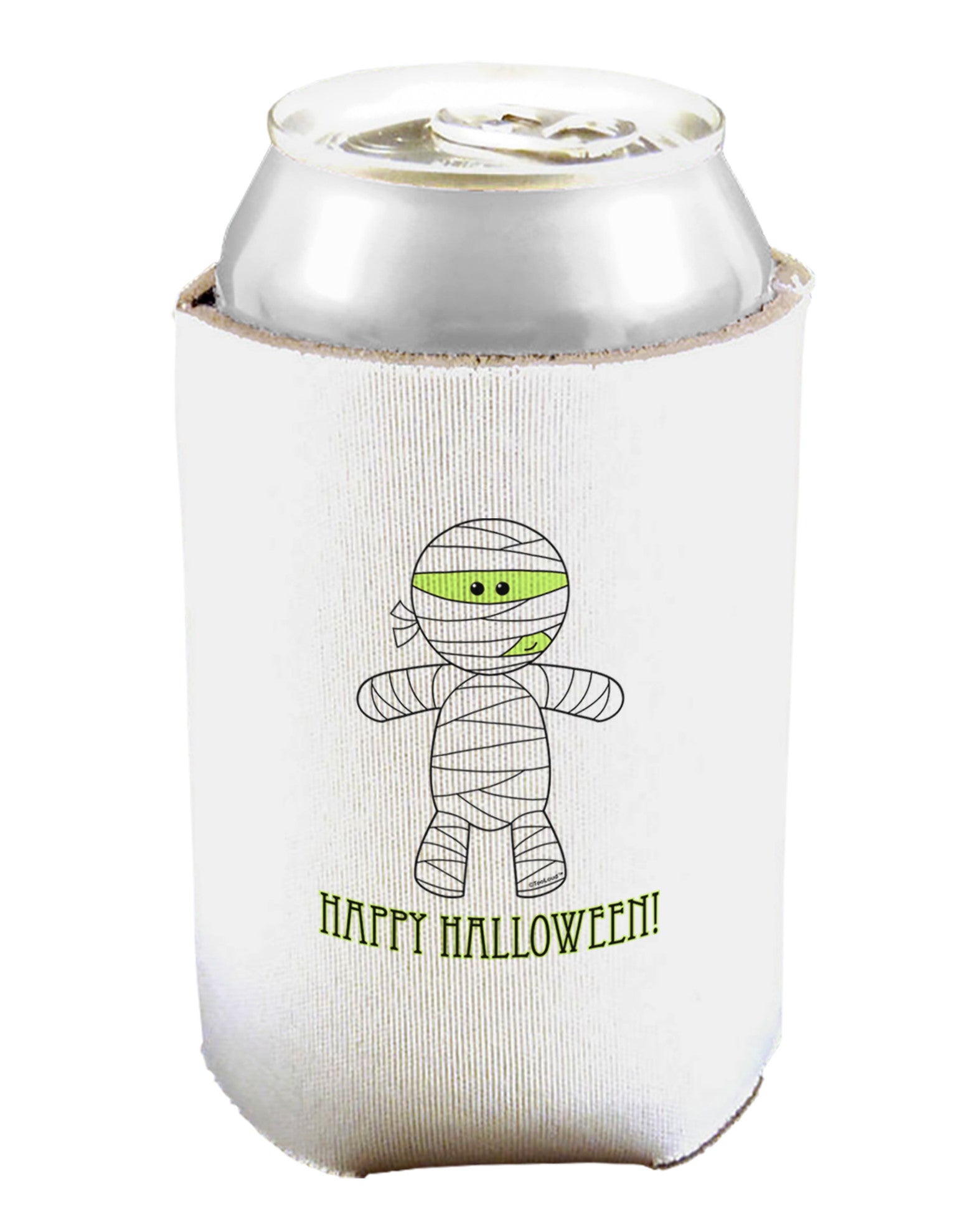 Cute Mummy Happy Halloween Can and Bottle Insulator Cooler-Bottle Insulator-TooLoud-White-Davson Sales