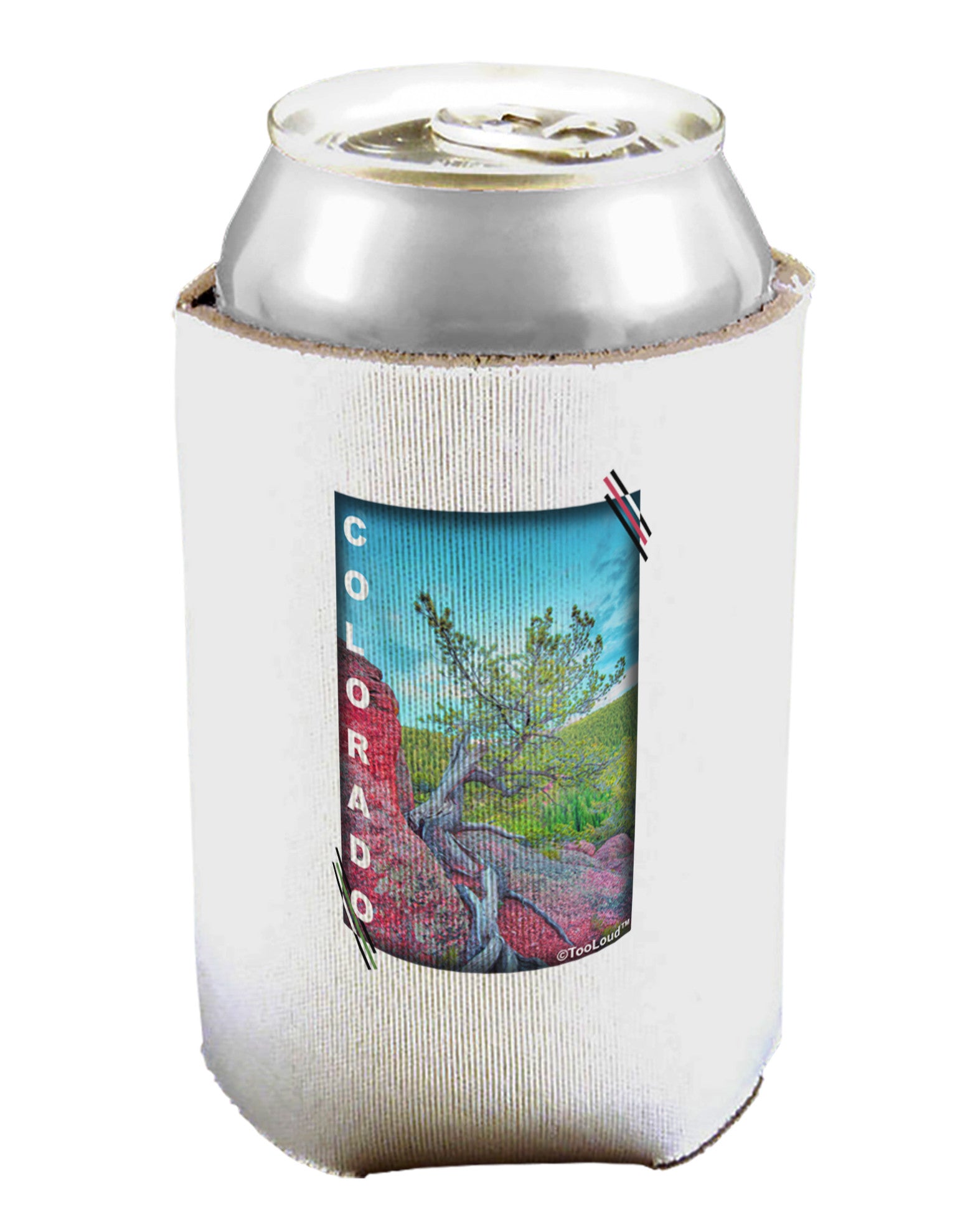 CO Cliffside Tree Text Can / Bottle Insulator Coolers-Can Coolie-TooLoud-1-Davson Sales