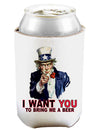 Uncle Sam I Want You to Bring me a Beer Can and Bottle Insulator Cooler-Bottle Insulator-TooLoud-White-Davson Sales