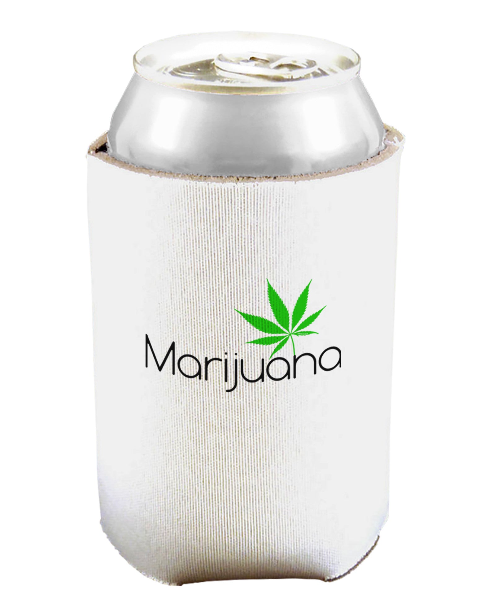 Marijuana Text and Leaf Can and Bottle Insulator Cooler-Bottle Insulator-TooLoud-White-Davson Sales