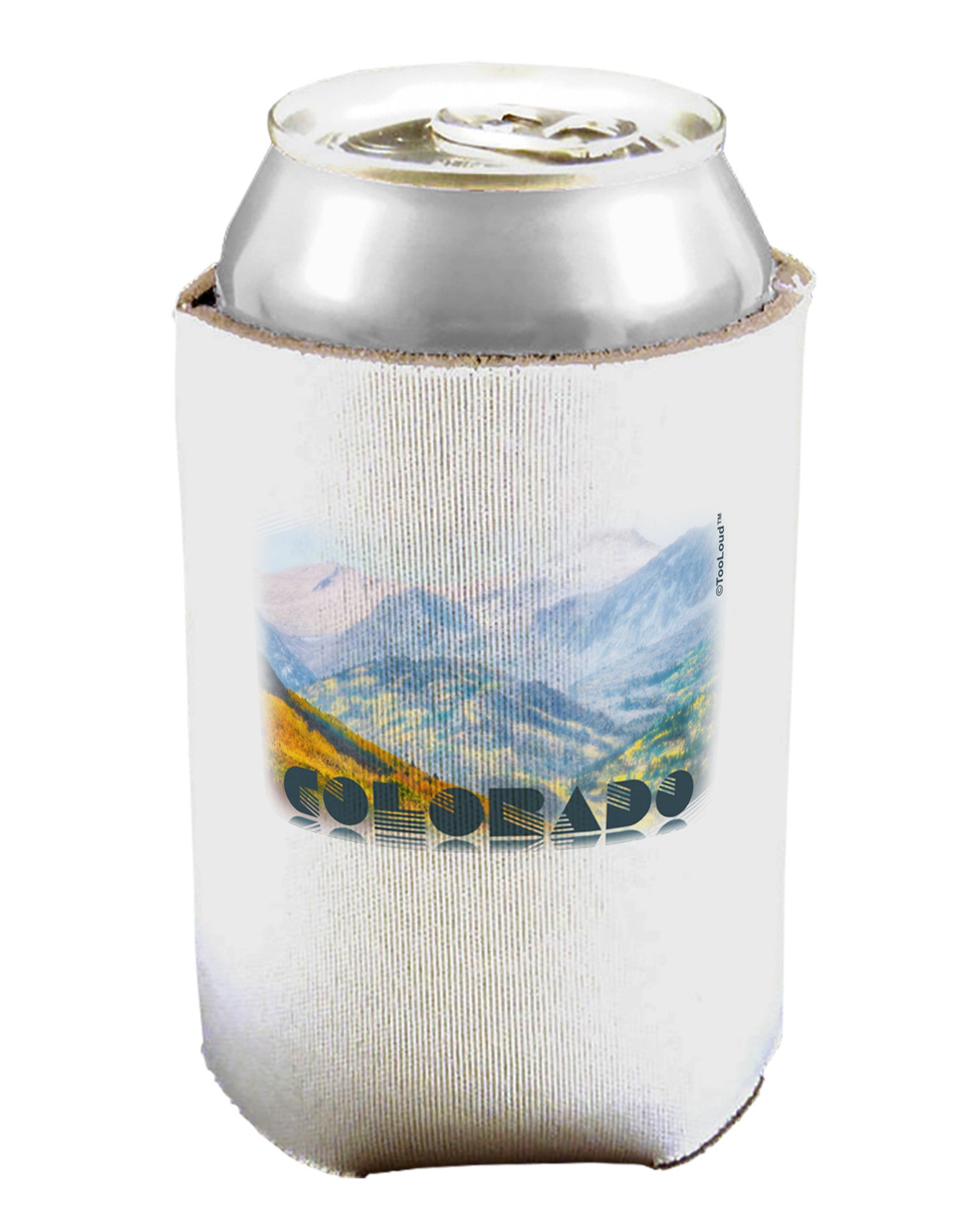 CO Fog Mountains Text Can / Bottle Insulator Coolers-Can Coolie-TooLoud-1-Davson Sales