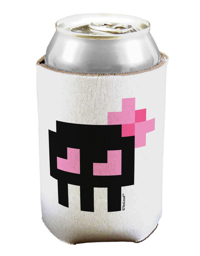 Retro 8-Bit Skull with Pink Bow Can / Bottle Insulator Coolers-Can Coolie-TooLoud-1-Davson Sales