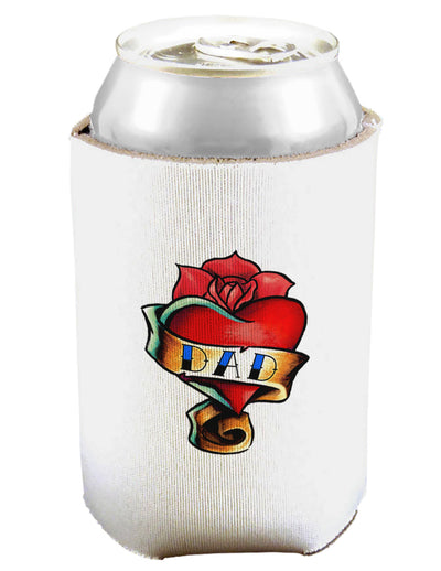 Tattoo Heart Dad Can and Bottle Insulator Cooler-Bottle Insulator-TooLoud-White-Davson Sales