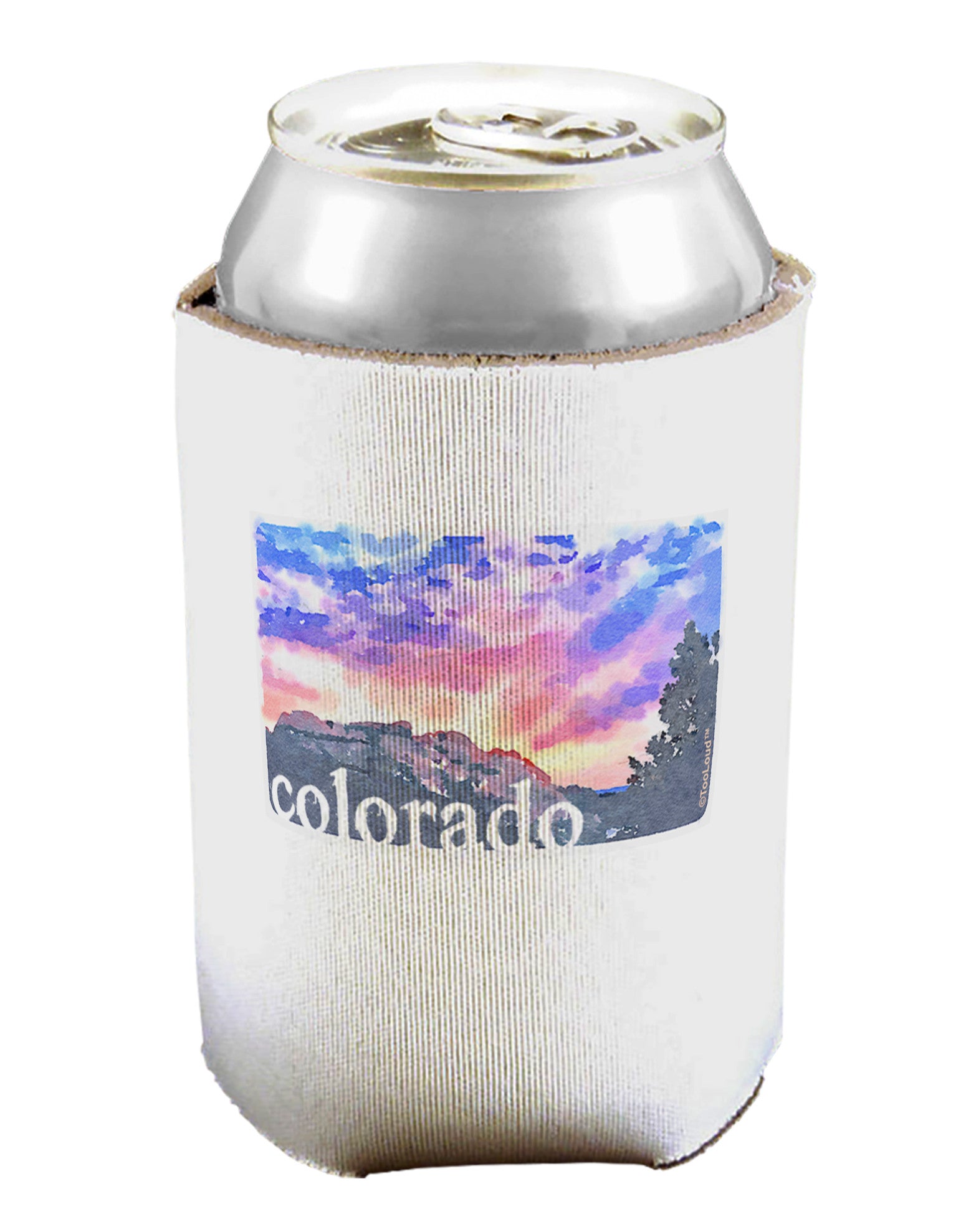 CO Rainbow Sunset Watercolor Text Can / Bottle Insulator Coolers-Can Coolie-TooLoud-1-Davson Sales