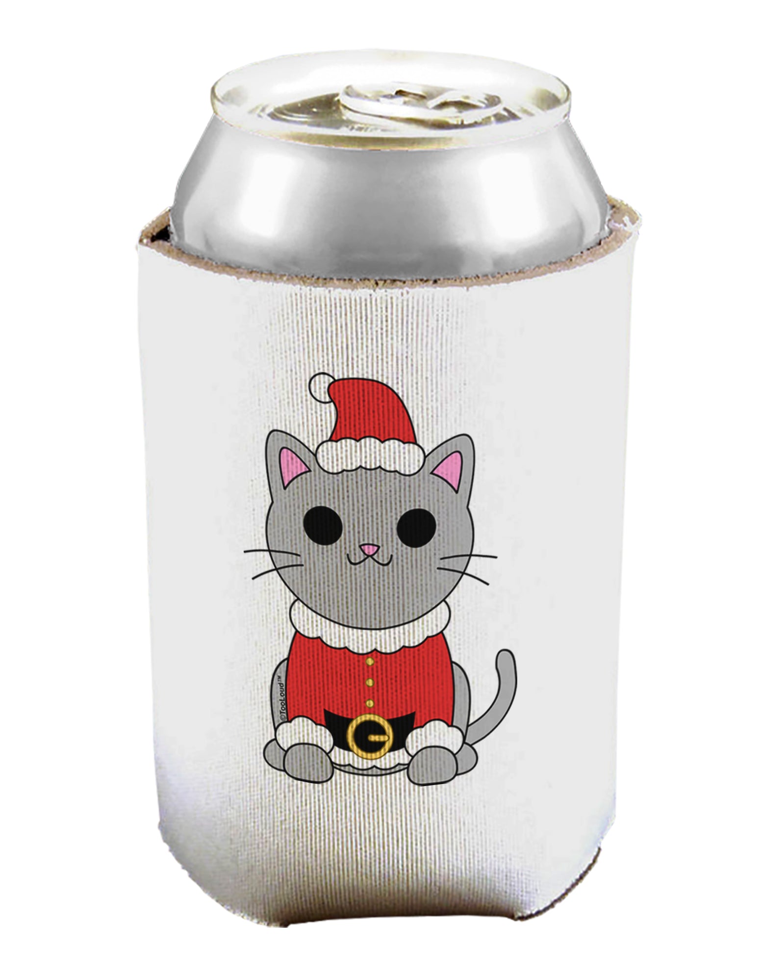 Mr. Whiskerton Santa Suit - Christmas Can / Bottle Insulator Coolers by TooLoud-Can Coolie-TooLoud-1-Davson Sales