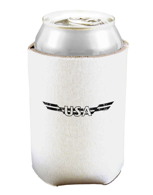 USA Stripes Monochrome Vintage Can and Bottle Insulator Cooler-Bottle Insulator-TooLoud-White-Davson Sales