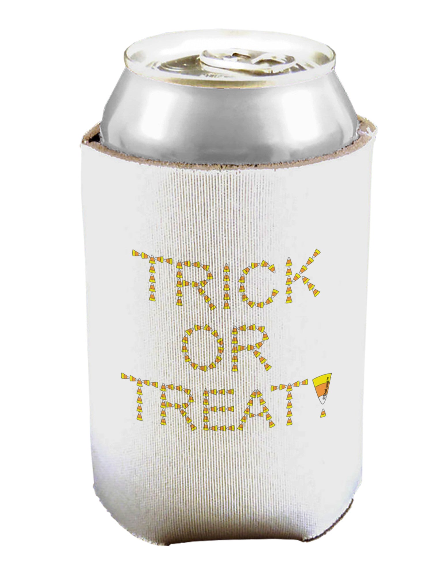 Trick or Treat Candy Corn Halloween Can and Bottle Insulator Cooler-Bottle Insulator-TooLoud-White-Davson Sales