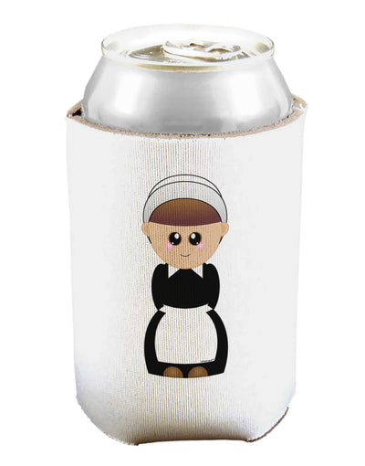 Cute Pilgrim Girl Thanksgiving Can and Bottle Insulator Cooler-Bottle Insulator-TooLoud-White-Davson Sales