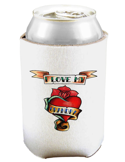 Tattoo Heart I Love My Grandpa Can and Bottle Insulator Cooler-Bottle Insulator-TooLoud-White-Davson Sales