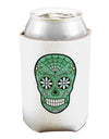Version 5 Green Day of the Dead Calavera Can and Bottle Insulator Cooler-Bottle Insulator-TooLoud-White-Davson Sales