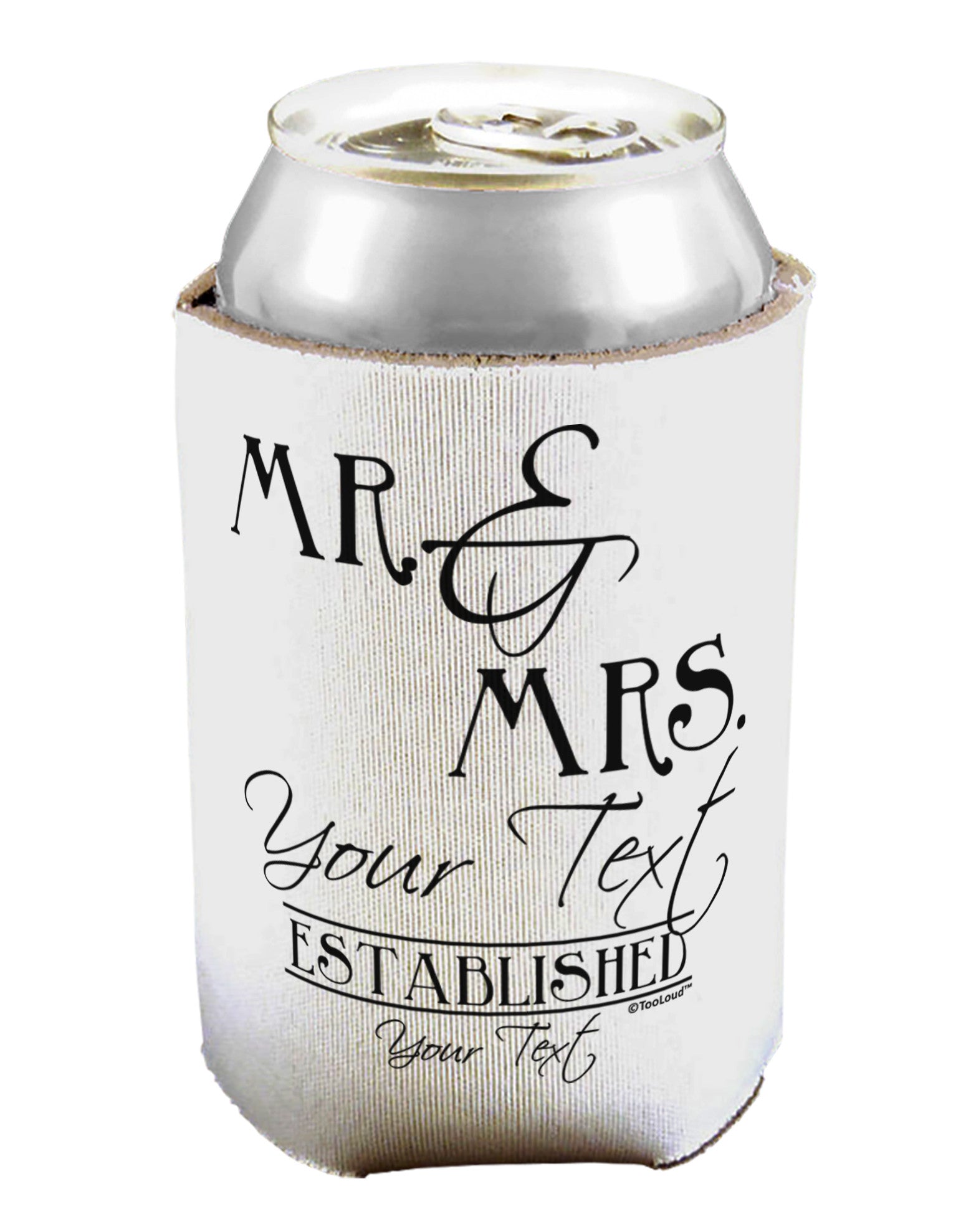 Personalized Mr and Mrs -Name- Established -Date- Design Can / Bottle Insulator Coolers-Can Coolie-TooLoud-1-Davson Sales
