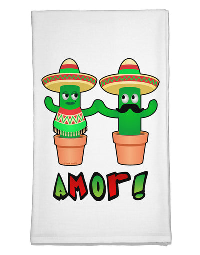 Fiesta Cactus Couple Amor Flour Sack Dish Towel by TooLoud-Flour Sack Dish Towel-TooLoud-White-Davson Sales