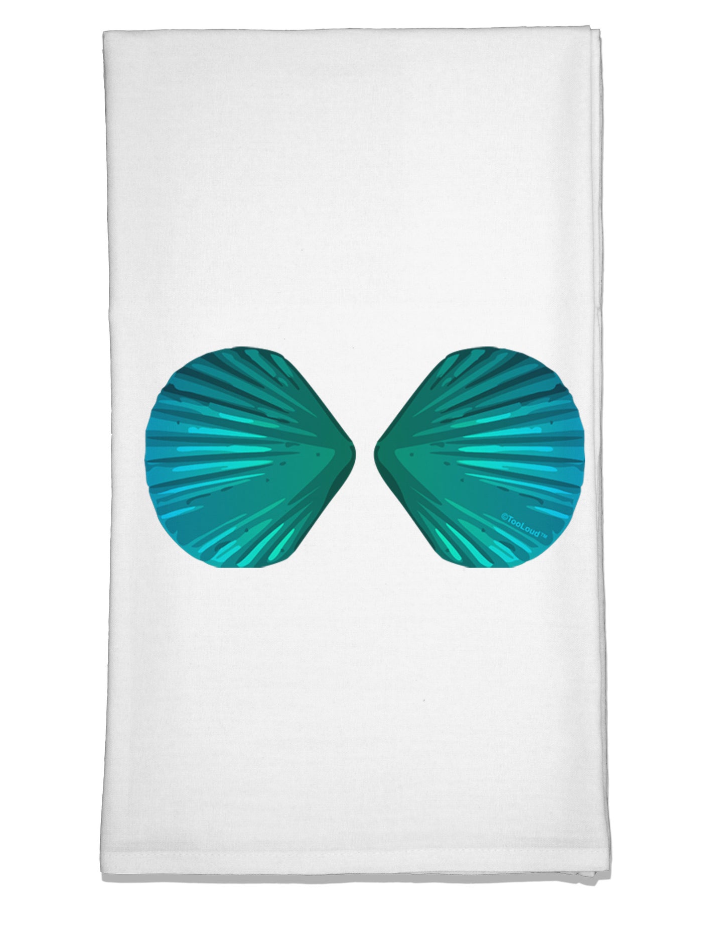 Mermaid Shell Bra Blue Flour Sack Dish Towel by TooLoud-Flour Sack Dish Towel-TooLoud-White-Davson Sales