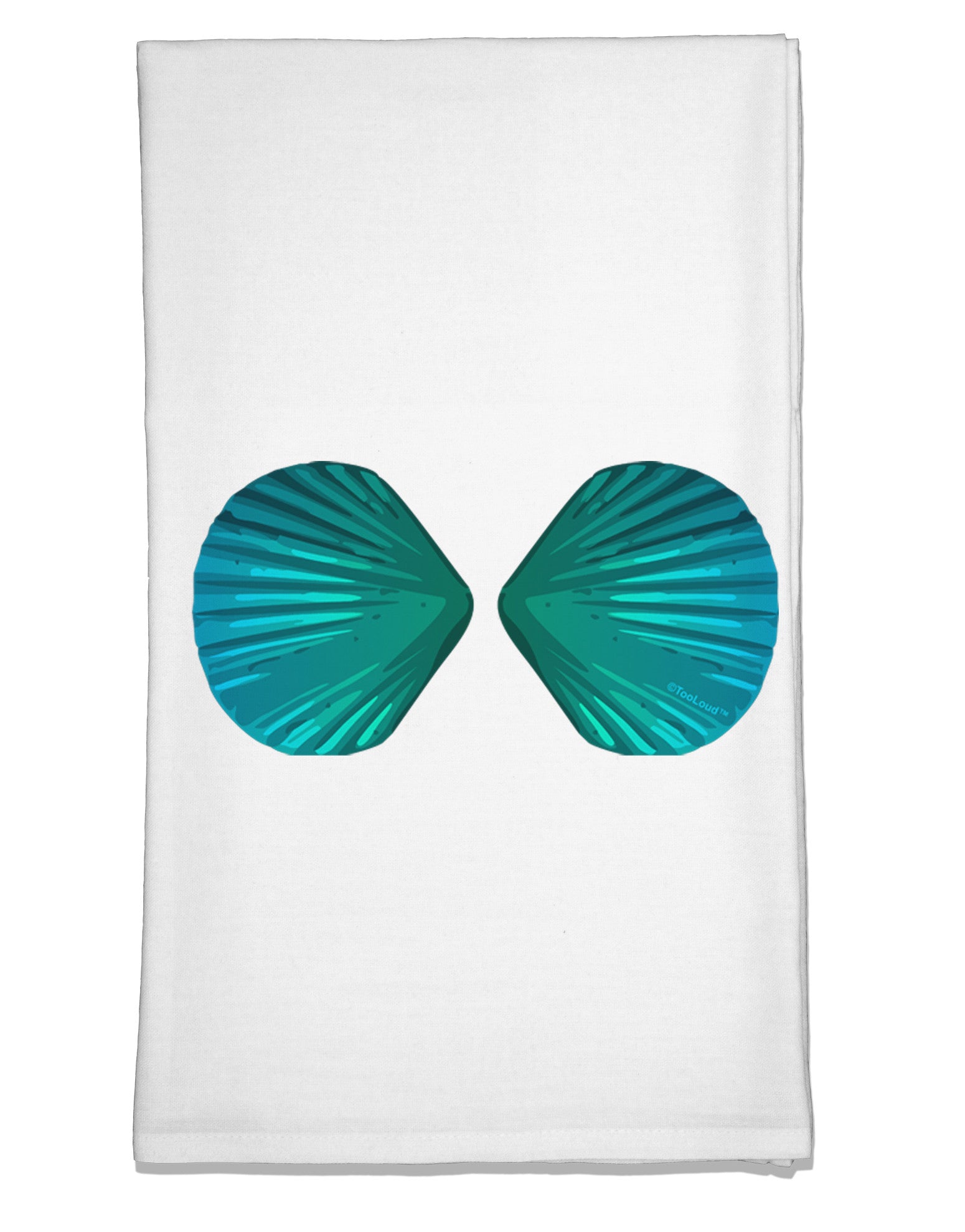 Mermaid Shell Bra Blue Flour Sack Dish Towel by TooLoud-Flour Sack Dish Towel-TooLoud-White-Davson Sales