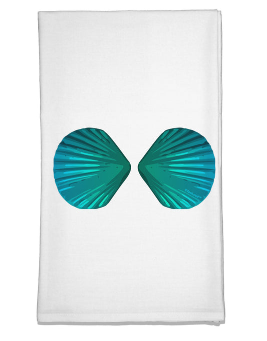 Mermaid Shell Bra Blue Flour Sack Dish Towel by TooLoud-Flour Sack Dish Towel-TooLoud-White-Davson Sales