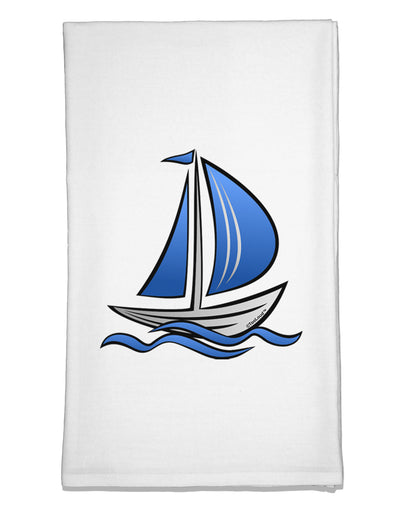 Blue Sailboat Flour Sack Dish Towel-Flour Sack Dish Towel-TooLoud-White-Davson Sales