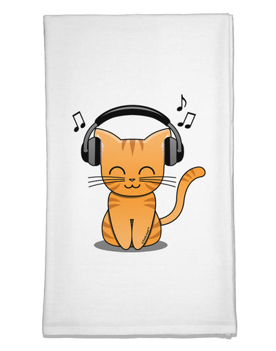 Cute Kitty With Headphones Flour Sack Dish Towel-Flour Sack Dish Towel-TooLoud-White-Davson Sales