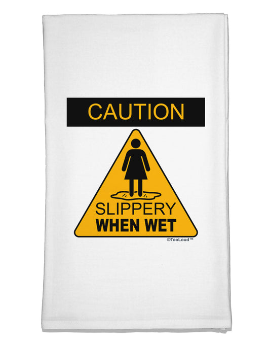 Slippery When Wet Flour Sack Dish Towels-Flour Sack Dish Towel-TooLoud-White-Davson Sales
