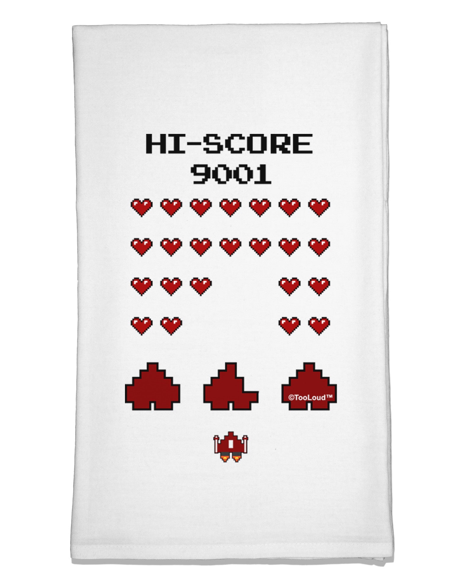 Pixel Heart Invaders Design Flour Sack Dish Towels-Flour Sack Dish Towel-TooLoud-White-Davson Sales