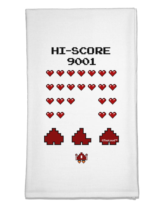 Pixel Heart Invaders Design Flour Sack Dish Towels-Flour Sack Dish Towel-TooLoud-White-Davson Sales