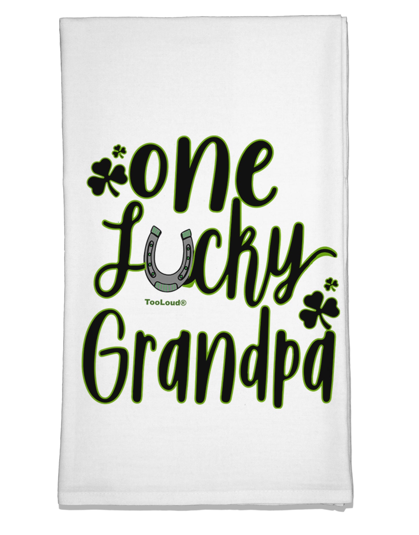 One Lucky Grandpa Shamrock Flour Sack Dish Towel-Flour Sack Dish Towel-TooLoud-Davson Sales