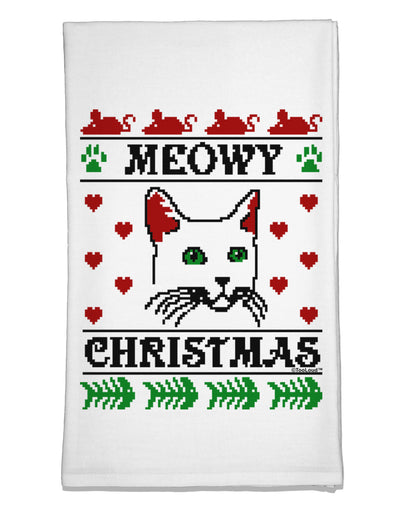 Meowy Christmas Cat Knit Look Flour Sack Dish Towels by TooLoud-TooLoud-White-Davson Sales