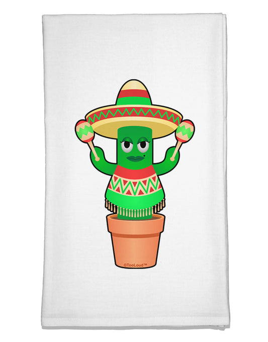 Fiesta Cactus Poncho Flour Sack Dish Towel by TooLoud-Flour Sack Dish Towel-TooLoud-White-Davson Sales