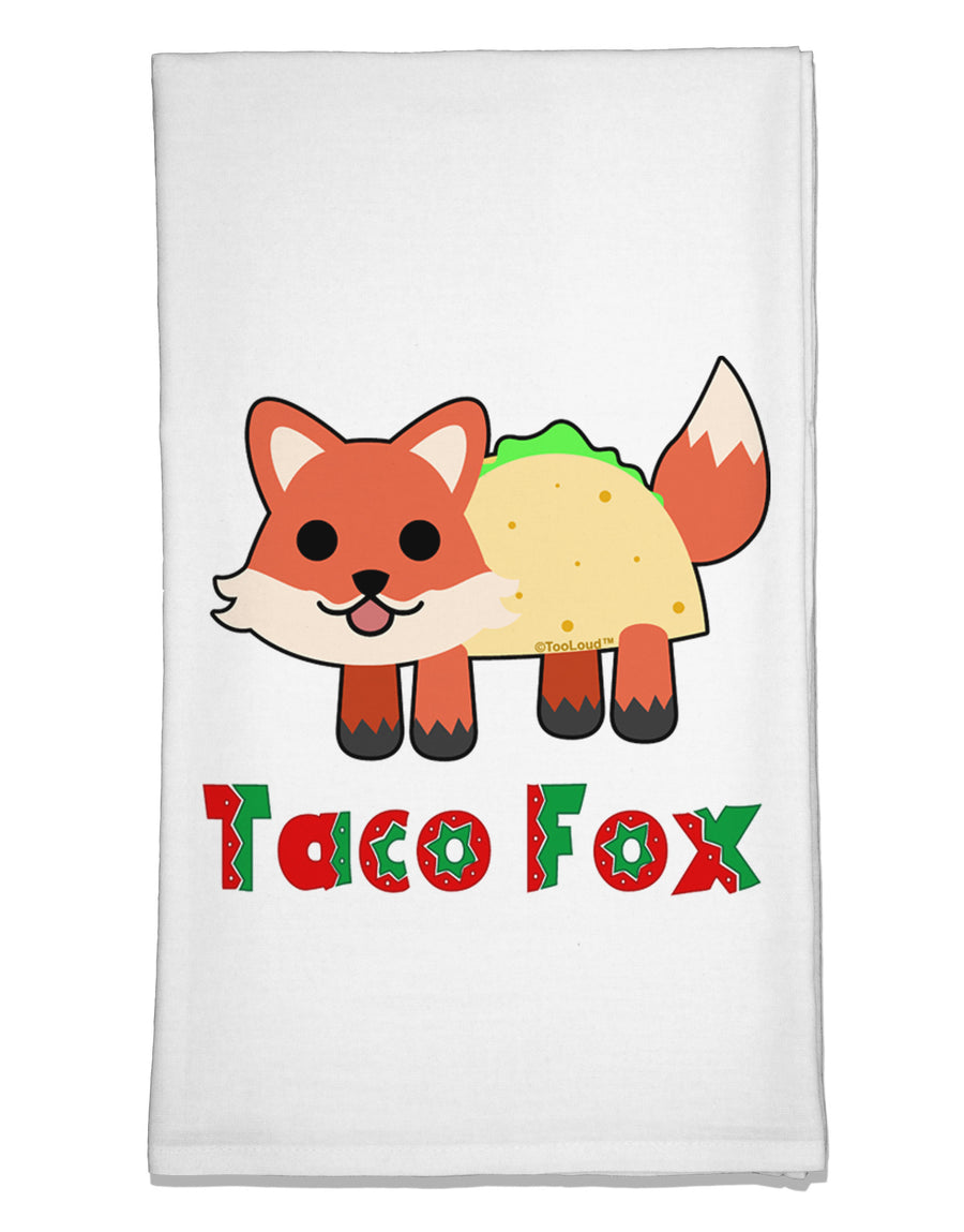 Cute Taco Fox Text Flour Sack Dish Towels-Flour Sack Dish Towel-TooLoud-White-Davson Sales