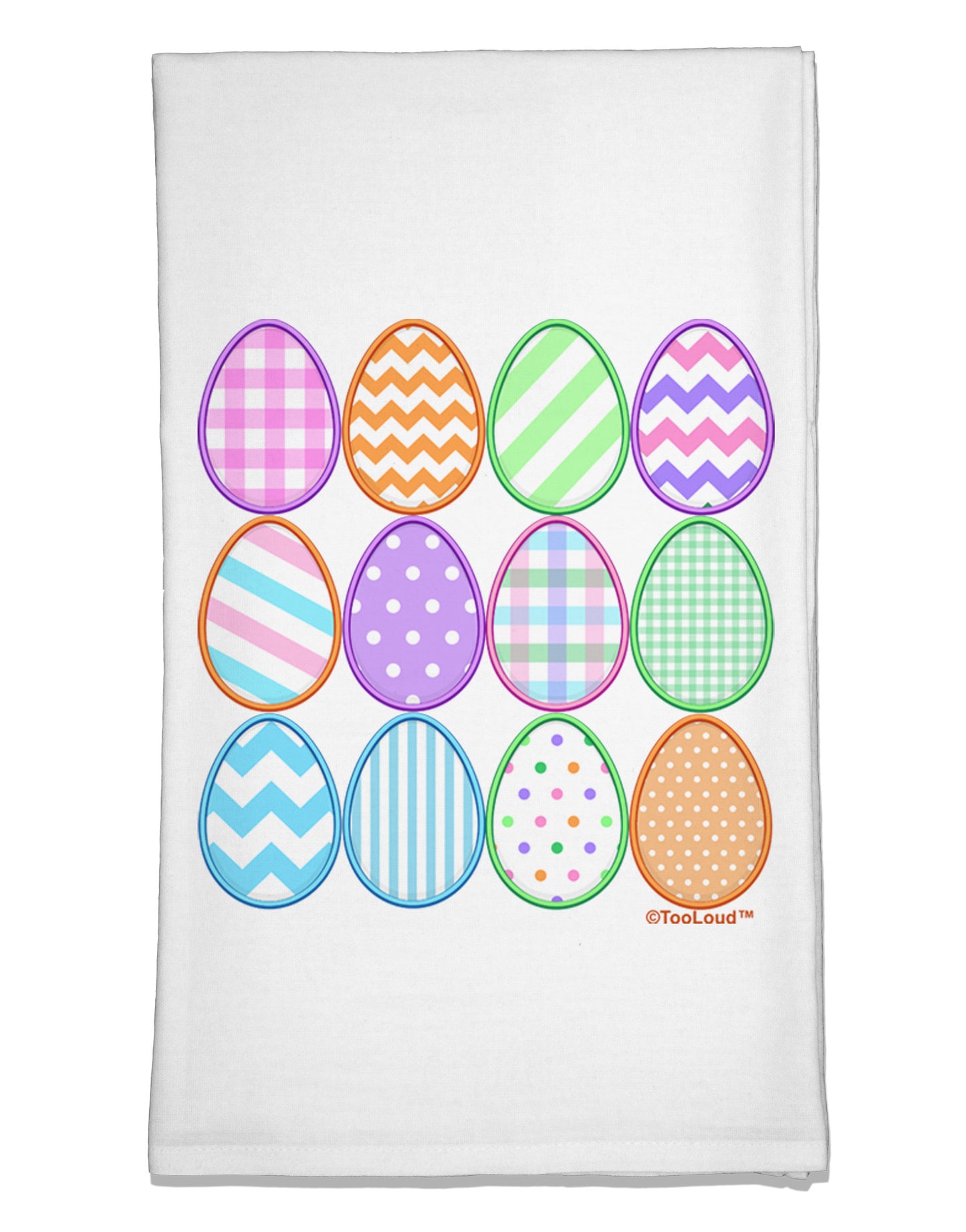 Cute Faux Applique Easter Eggs Flour Sack Dish Towel-Flour Sack Dish Towel-TooLoud-White-Davson Sales