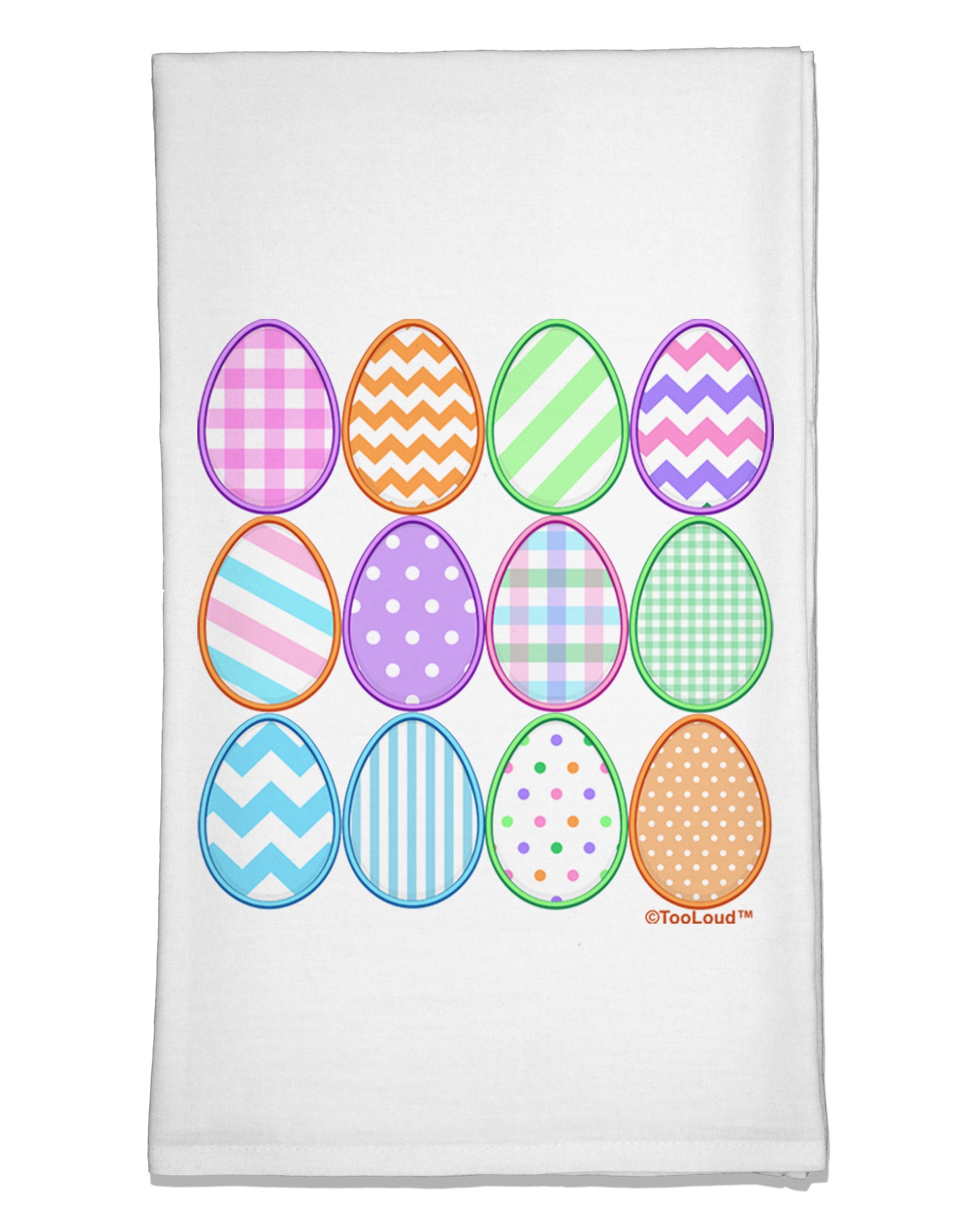 Cute Faux Applique Easter Eggs Flour Sack Dish Towel-Flour Sack Dish Towel-TooLoud-White-Davson Sales