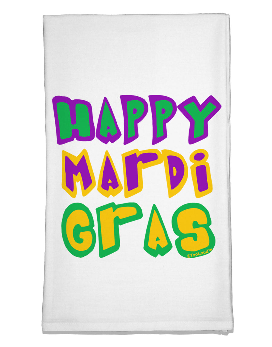 Happy Mardi Gras Text 2 Flour Sack Dish Towels-Flour Sack Dish Towel-TooLoud-White-Davson Sales