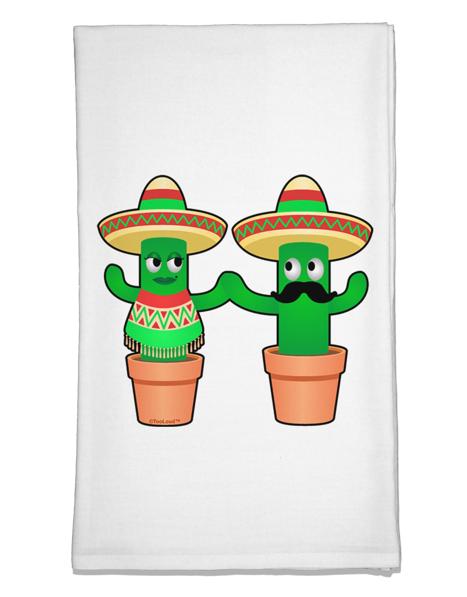 Fiesta Cactus Couple Flour Sack Dish Towel by TooLoud-Flour Sack Dish Towel-TooLoud-White-Davson Sales