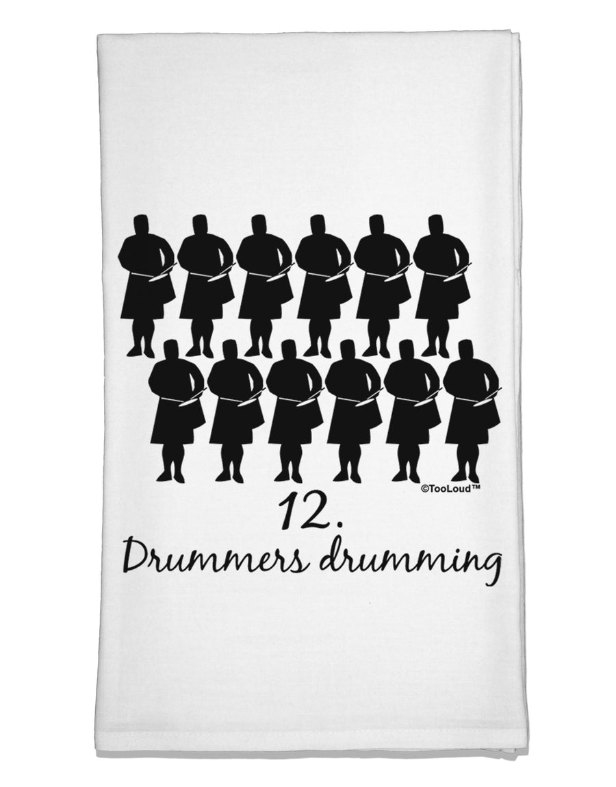 Twelve Drummers Drumming Text Flour Sack Dish Towels-Flour Sack Dish Towel-TooLoud-White-Davson Sales