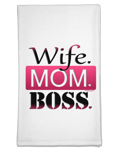 Wife Mom Boss Flour Sack Dish Towel-Flour Sack Dish Towel-TooLoud-White-Davson Sales