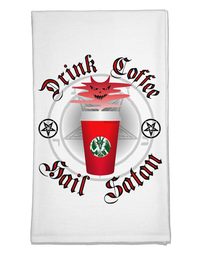 Red Cup Drink Coffee Hail Satan Flour Sack Dish Towels by TooLoud-TooLoud-White-Davson Sales