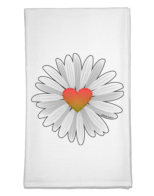 Pretty Daisy Heart Flour Sack Dish Towel-Flour Sack Dish Towel-TooLoud-Davson Sales