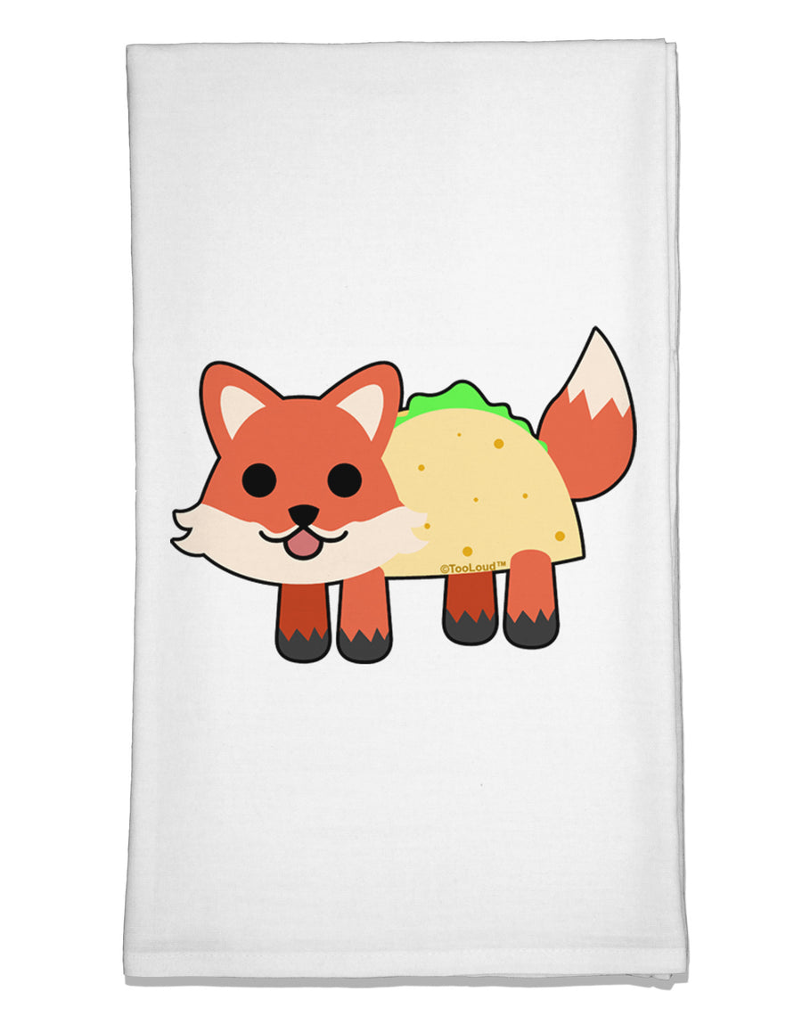 Cute Taco Fox Flour Sack Dish Towels-Flour Sack Dish Towel-TooLoud-White-Davson Sales