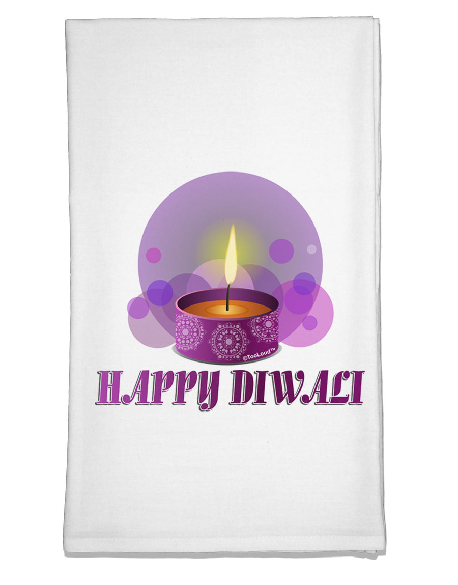 Happy Diwali Purple Candle Flour Sack Dish Towel by TooLoud-Flour Sack Dish Towel-TooLoud-White-Davson Sales