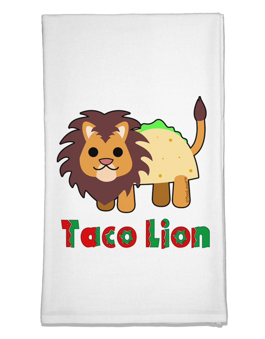 Cute Taco Lion Text Flour Sack Dish Towels-Flour Sack Dish Towel-TooLoud-White-Davson Sales