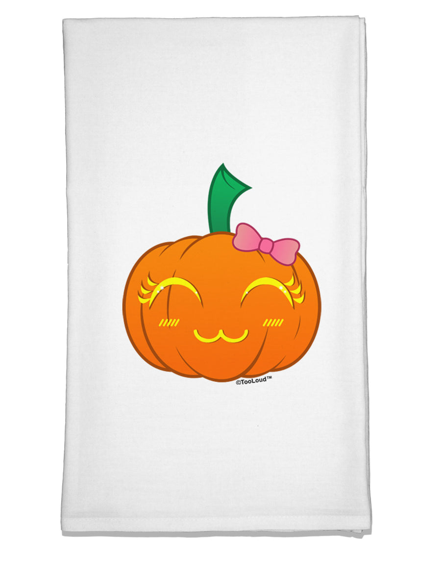 Kyu-T Face Pumpkin Flour Sack Dish Towel by TooLoud-Flour Sack Dish Towel-TooLoud-White-Davson Sales