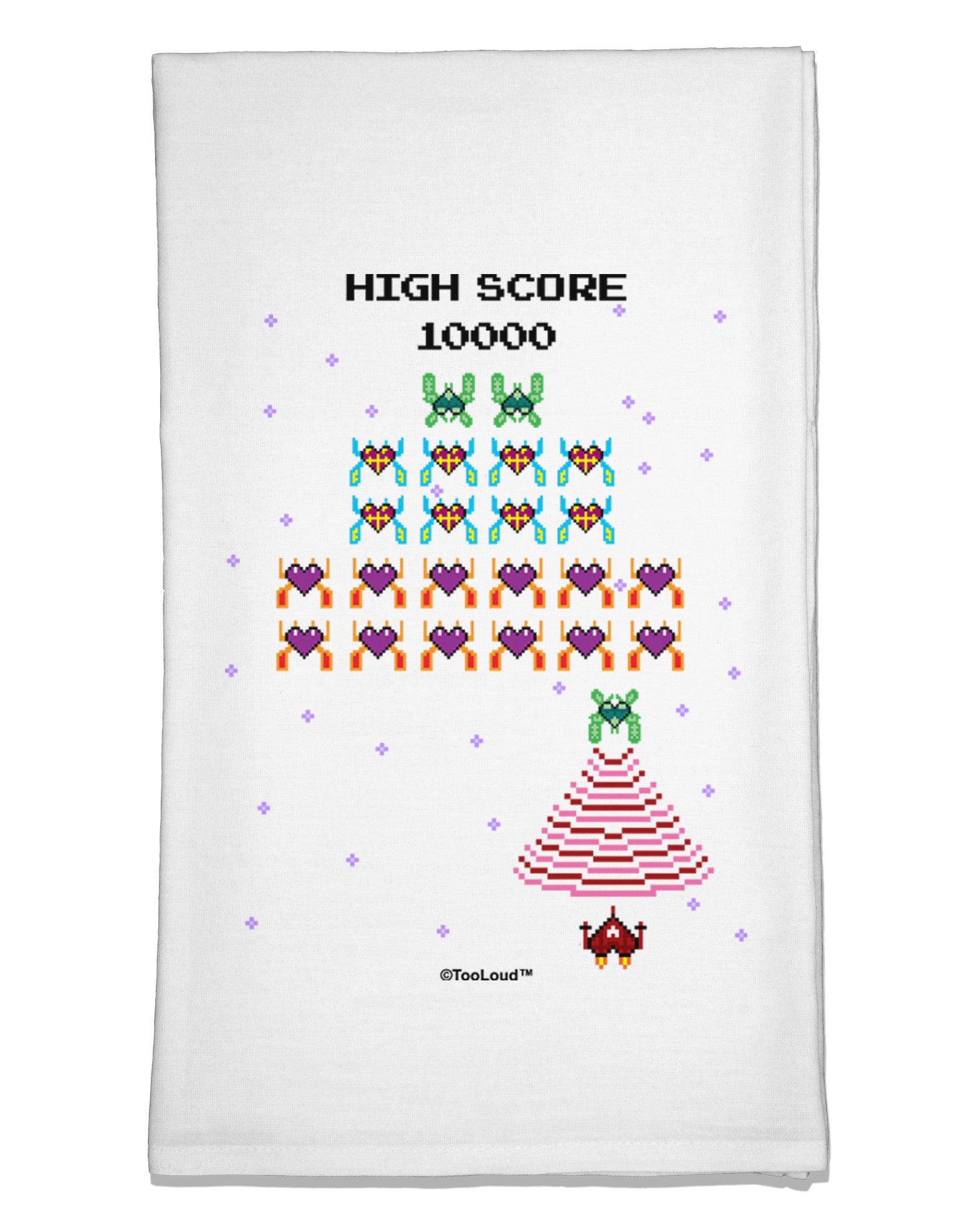 Retro Heart Fighter Flour Sack Dish Towels-Flour Sack Dish Towel-TooLoud-White-Davson Sales