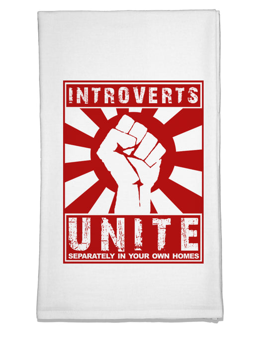 Introverts Unite Funny Flour Sack Dish Towel by TooLoud-Flour Sack Dish Towel-TooLoud-White-Davson Sales