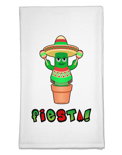 Fiesta Cactus Poncho Text Flour Sack Dish Towel by TooLoud-Flour Sack Dish Towel-TooLoud-White-Davson Sales